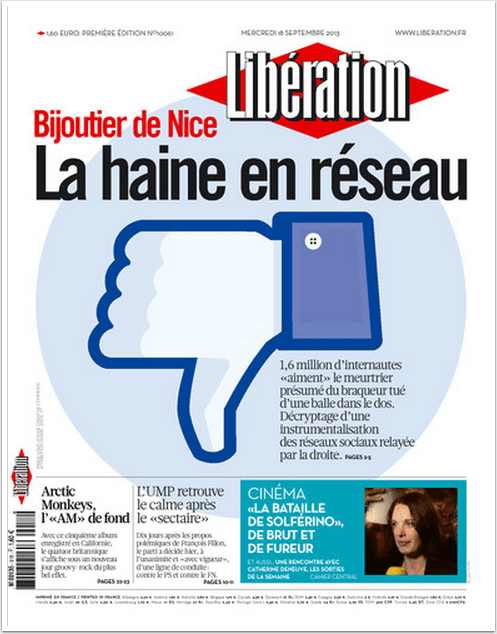 Bijoutier de Nice : la haine en réseau (Une de Libération)